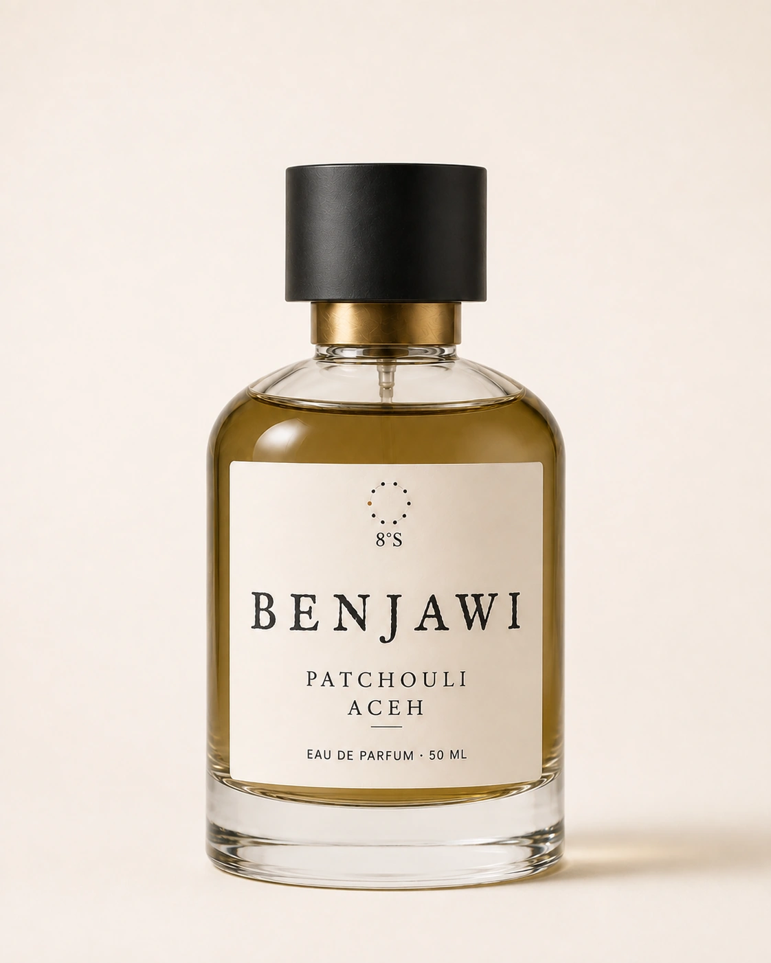 Benjawi Patchouli Aceh eau de parfum bottle on a pale background
